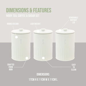 Blackmoor Tea Coffee Sugar and Bread Bin Set - Ivory | 62829