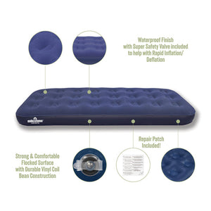 Milestone Camping Single Air Bed - Flocked Inflatable Mattress | 88000