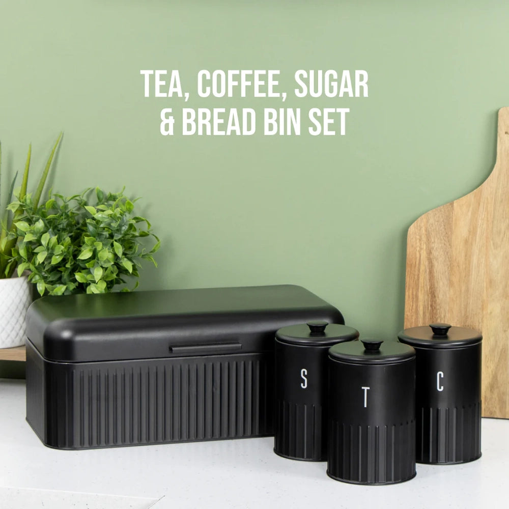 Blackmoor Tea Coffee Sugar and Bread Bin Set - Black | 67769