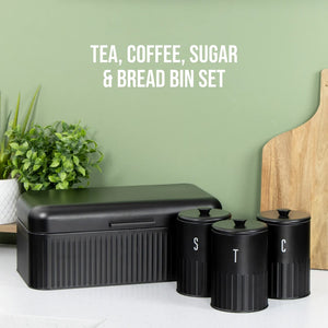 Blackmoor Tea Coffee Sugar and Bread Bin Set - Black | 67769