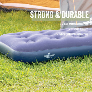 Milestone Camping Single Air Bed - Flocked Inflatable Mattress | 88000