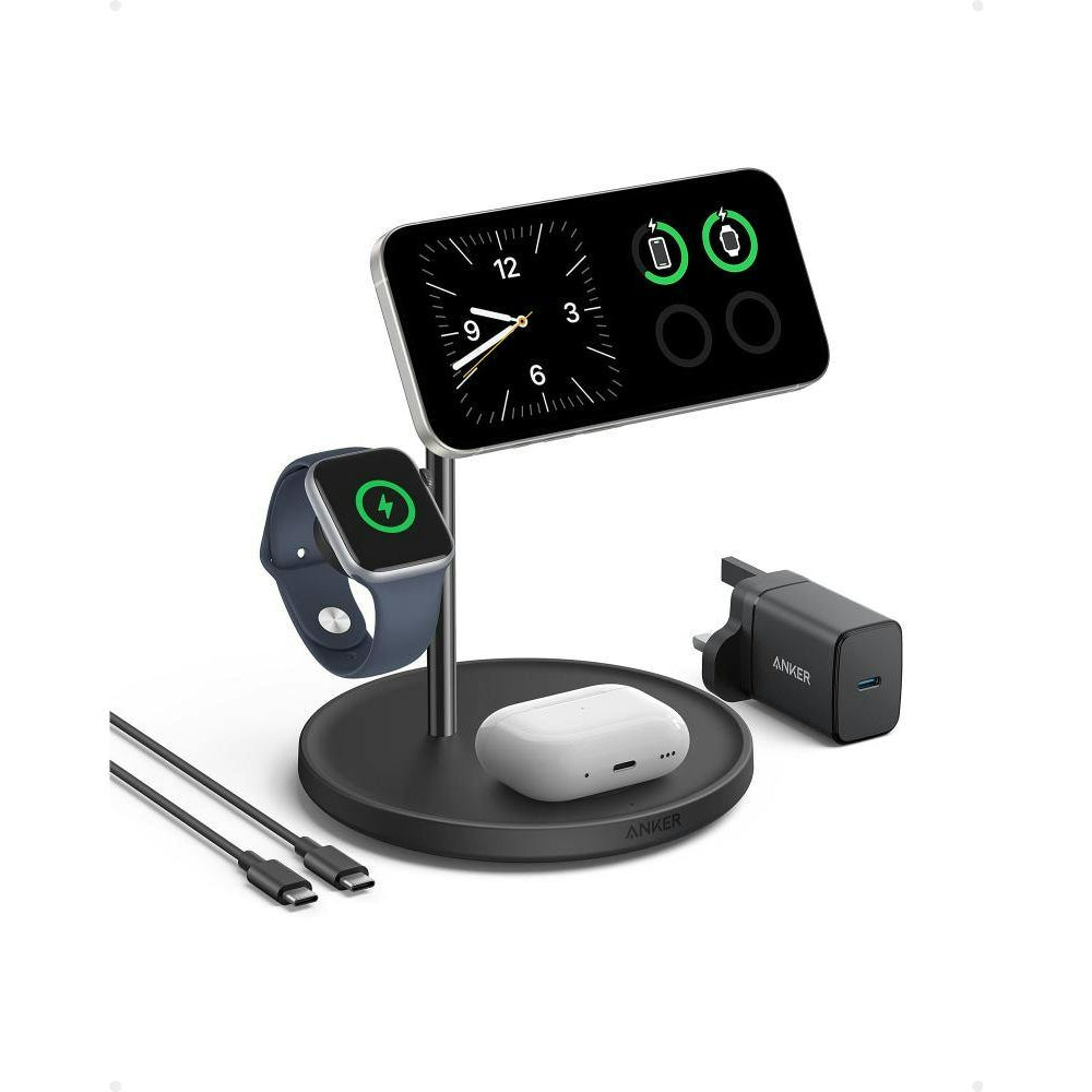 Anker MagGo 15W 3 in 1 Wireless Charging Station with Cable and Charger Bundle | B25M3211