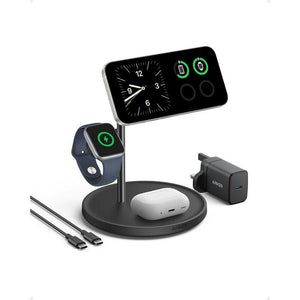 Anker MagGo 15W 3 in 1 Wireless Charging Station with Cable and Charger Bundle | B25M3211