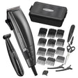 BaByliss men's grooming kit with hair trimmer, scissors, and attachments on a white background