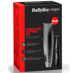 BaByliss for Men home hair cutting kit packaging with hair clippers on a white background