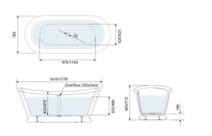 Harrow Double Ended Freestanding Bath | 1610mm & 1770mm