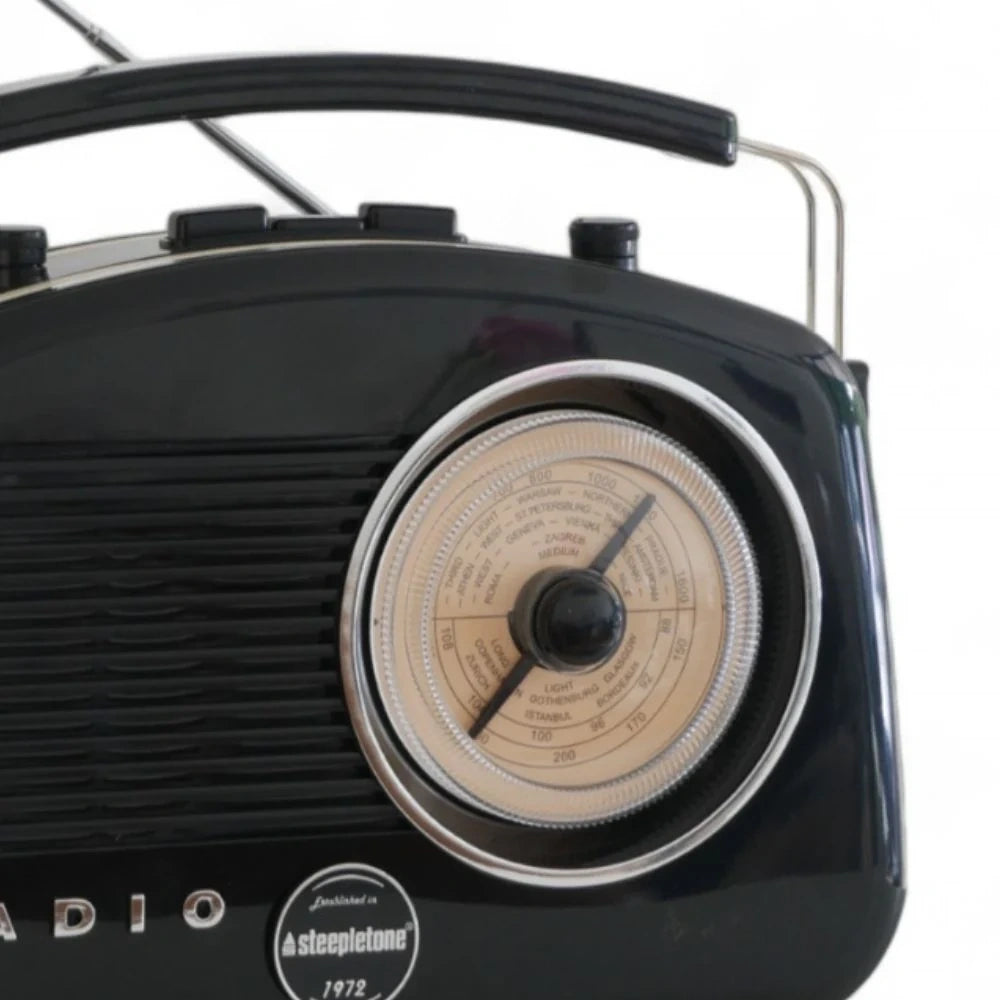 Steepletone Retro Bluetooth Radio - Black | BRIGHTONBKBT
