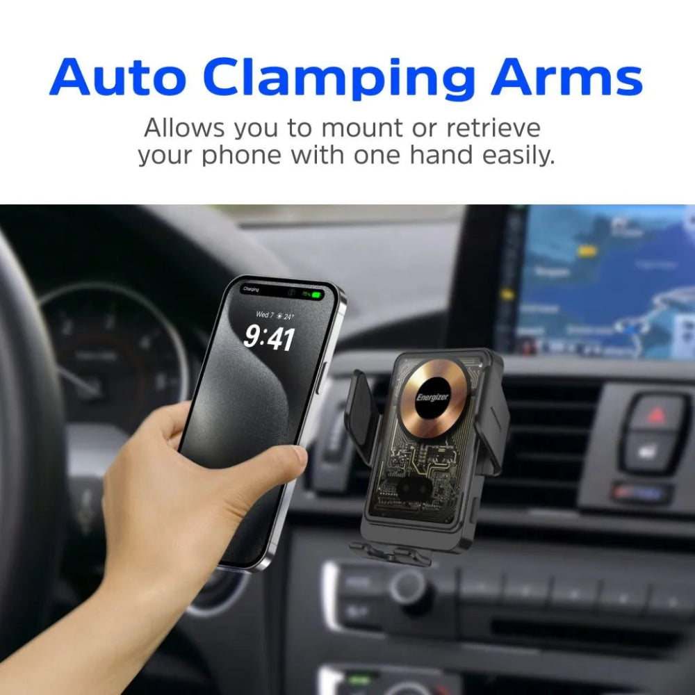 Energizer Magnetic In Car QI Wireless Phone Charger with Auto Grip Arms | ECA008