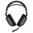Corsair HS80 Max wireless gaming headset in steel gray with black memory foam ear cups, adjustable headband, and detachable microphone boom shown on white background