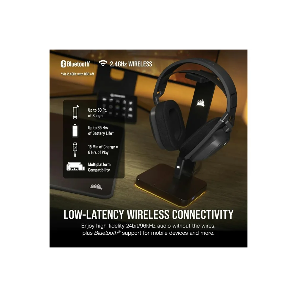 Corsair HS80 Max Wireless Gaming Headset - Steel Gray | 106-CA-9011295-EU