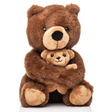 Kirkwood Cuddles Mama and Baby Brown Bear plush toy set featuring a large brown bear with cream-colored snout and paws holding a smaller matching baby bear, both with embroidered facial features, 23cm height