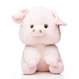 Soft pink plush pig toy sitting upright with large black eyes, orange nose, pink inner ears and paws, approximately 28cm tall