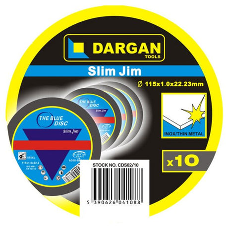 Dargan Slim Jim Metal Cutting Disc 4.5 Inch 115mm 10 Pack ( The Blue Disc ) | CDS02/10