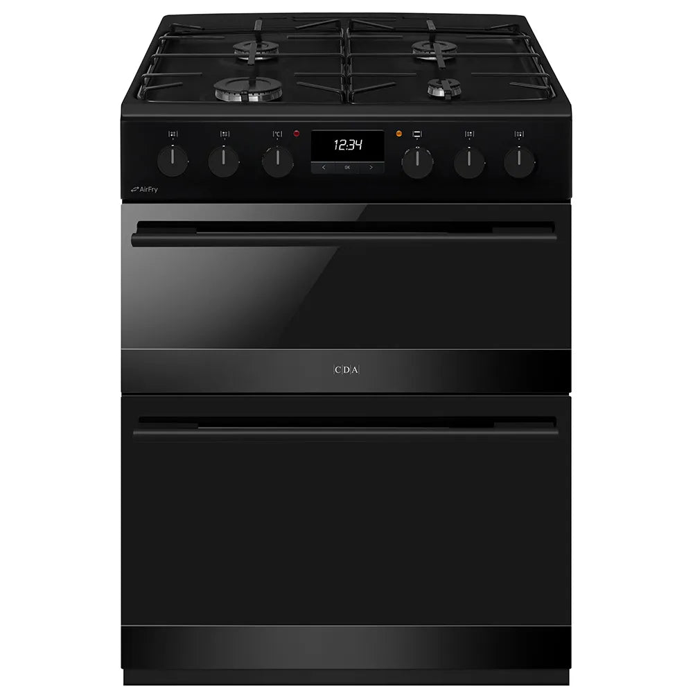 CDA 60cm Dual Fuel Freestanding Cooker with Airfry - Black | CFD600MB