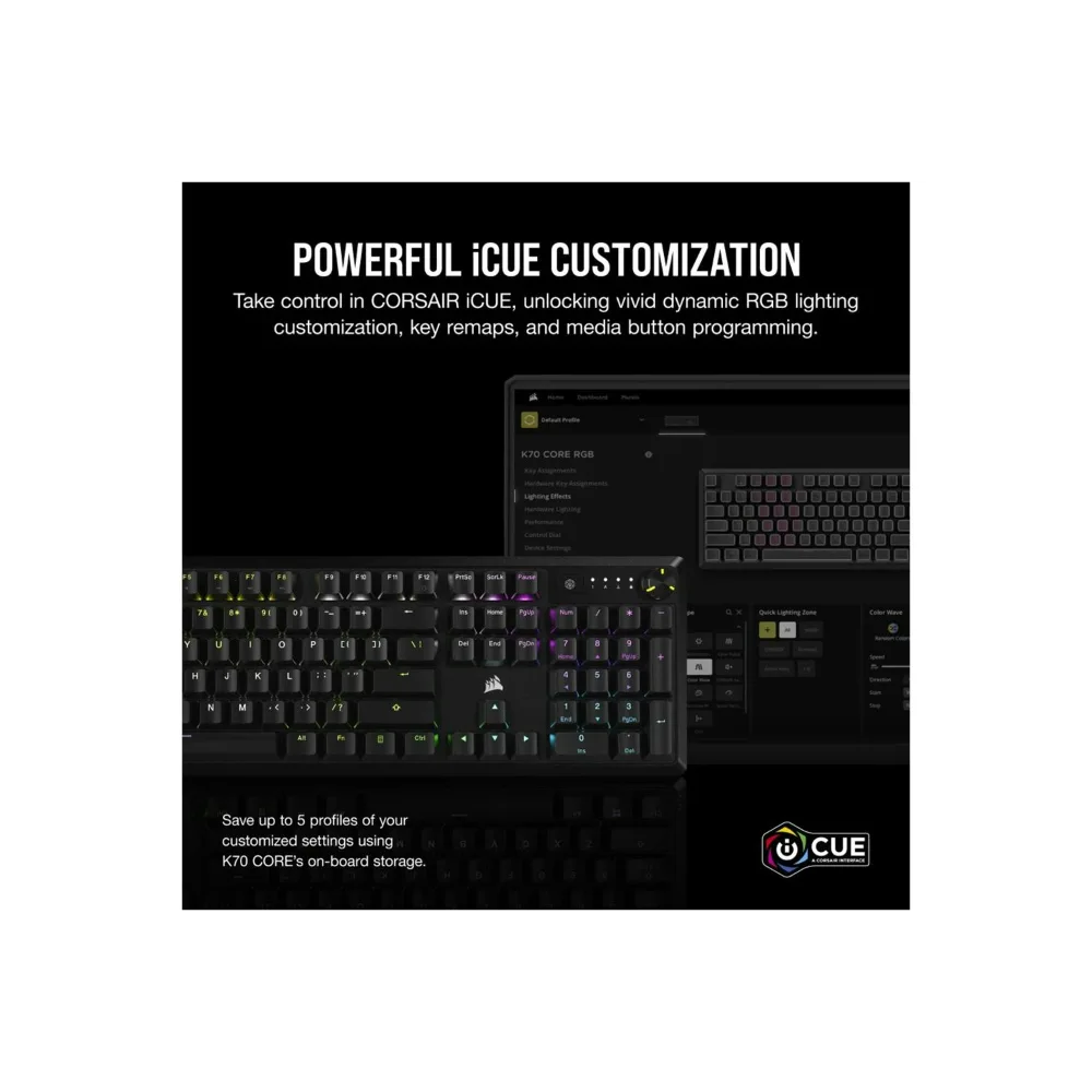 Corsair K70 CORE RGB Mechanical Gaming Keyboard - Black | 106-CH-910971E-UK