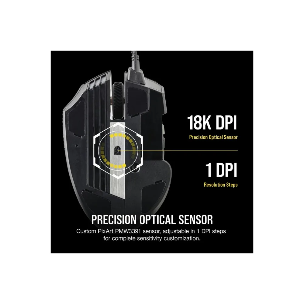 Corsair Scimitar RGB Elite Optical MOBA/MMO Gaming Mouse - Black | 106-CH-9304211-EU