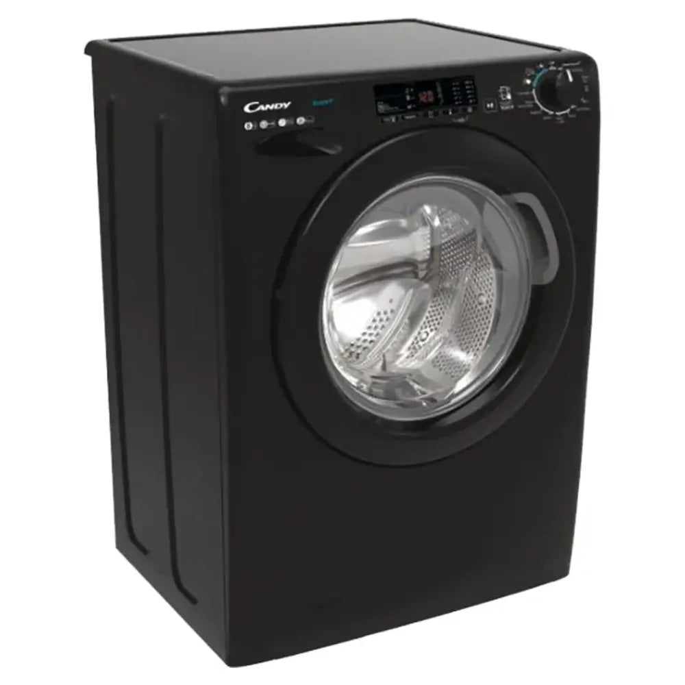 Black Candy washing machine 8kg capacity 1400 spin front-loading with stainless steel drum and control panel