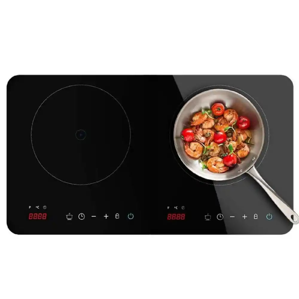 black double Induction Hob on a white background