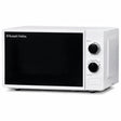Russell Hobbs white manual microwave oven 17 litre 700W with black control dials and dark interior viewing window