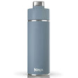 Ninja Thirsti 530ml insulated travel bottle in tropical blue with stainless steel cap and band, cylindrical design on white background