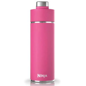Ninja Thirsti 530ml hot pink insulated stainless steel travel bottle with metallic silver cap and band detail