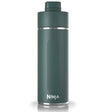 Ninja Thirsti 530ml insulated travel bottle in evergreen with stainless steel band and white logo on white background