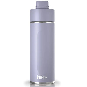 Ninja Thirsti 530ml insulated travel bottle in lavender purple with stainless steel band and grey screw-top lid, displayed against white background
