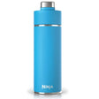 Ninja Thirsti 700ml insulated travel bottle in tropical blue with stainless steel cap and band, shown against white background