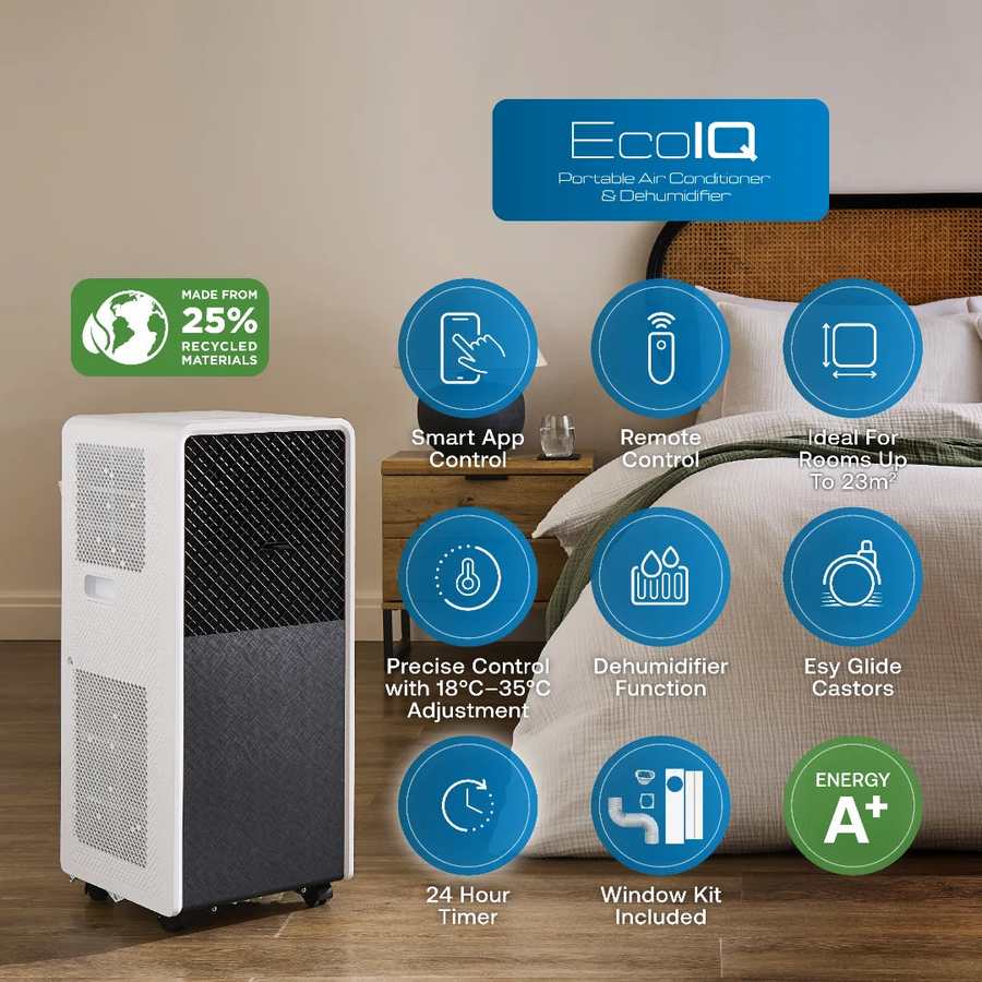 Dimplex ECOiQ Eco Air Portable Air Conditioner and Dehumidifier 12,000 BTU 3.5kw - White | DXPAC001