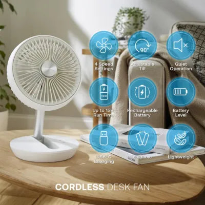 Dimplex Cordless Rechargable Desk Top Fan 6 inch - White | DXRCFN