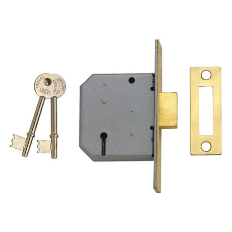 Union 2.5 Inch 3 Lever Deadlock - Polished Brass | DY-2177-63-PL