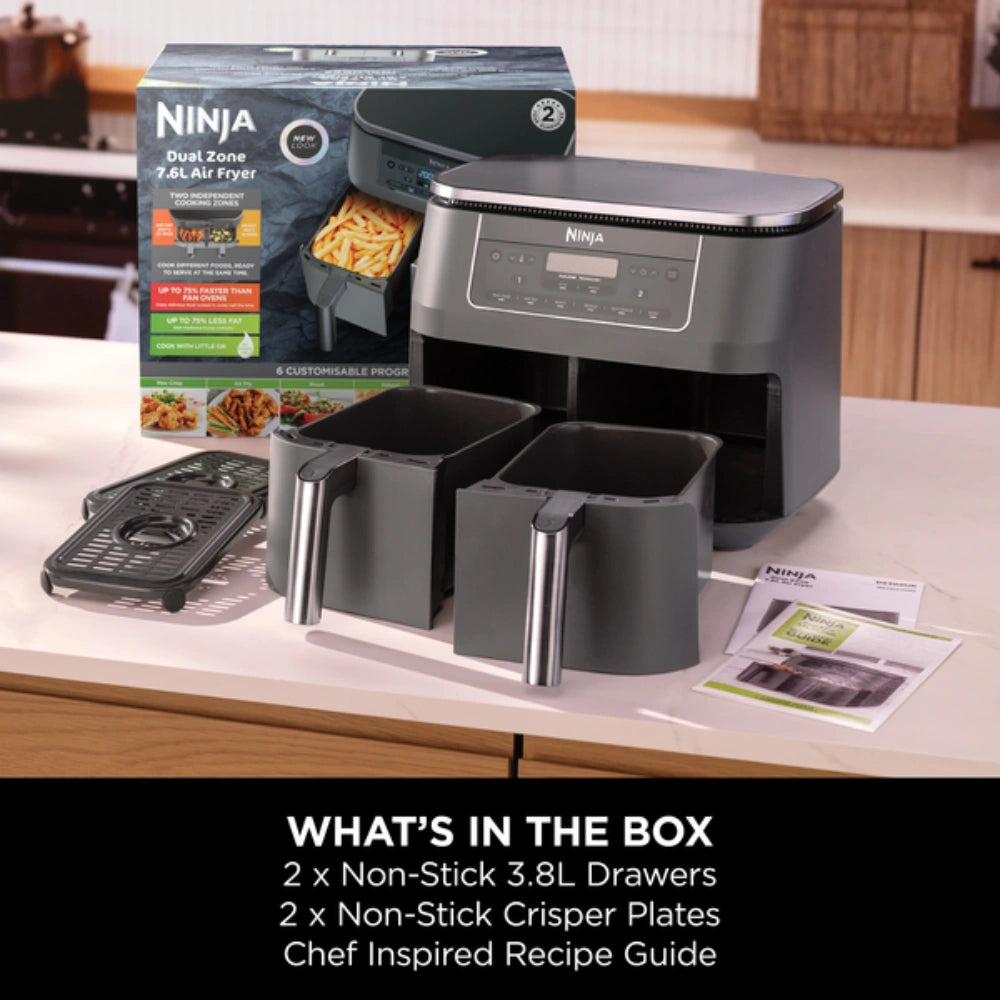 Ninja Dual Zone Air Fryer 7.6L 2400W - Black | DZ300UK