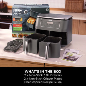 Ninja Dual Zone Air Fryer 7.6L 2400W - Black | DZ300UK