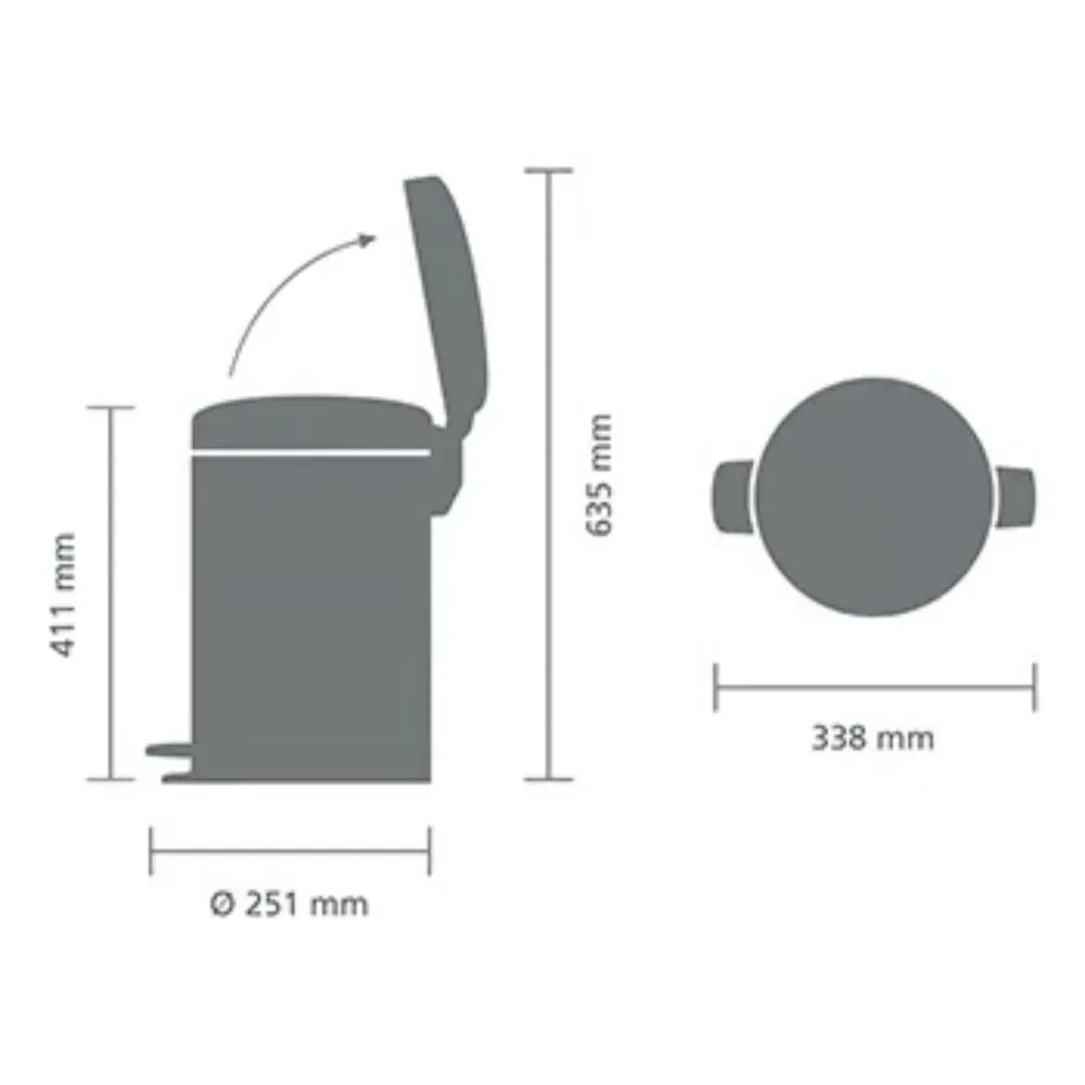 Brabantia 12 Litre New Icon Pedal Bin - Brillant Steel | 11358