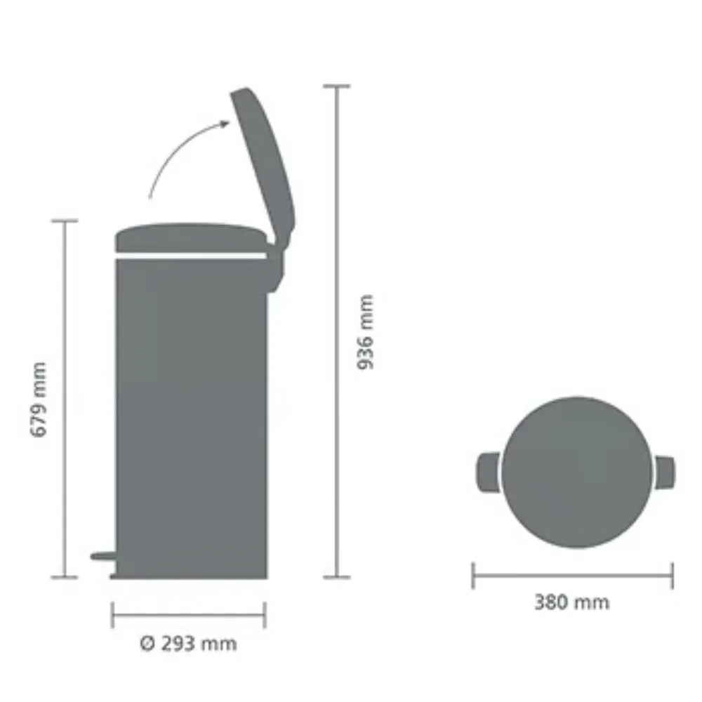 Brabantia 30 Litre New Icon Pedal Bin - Platinum | 114441