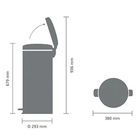 Brabantia 30 Litre New Icon Pedal Bin - Platinum | 114441