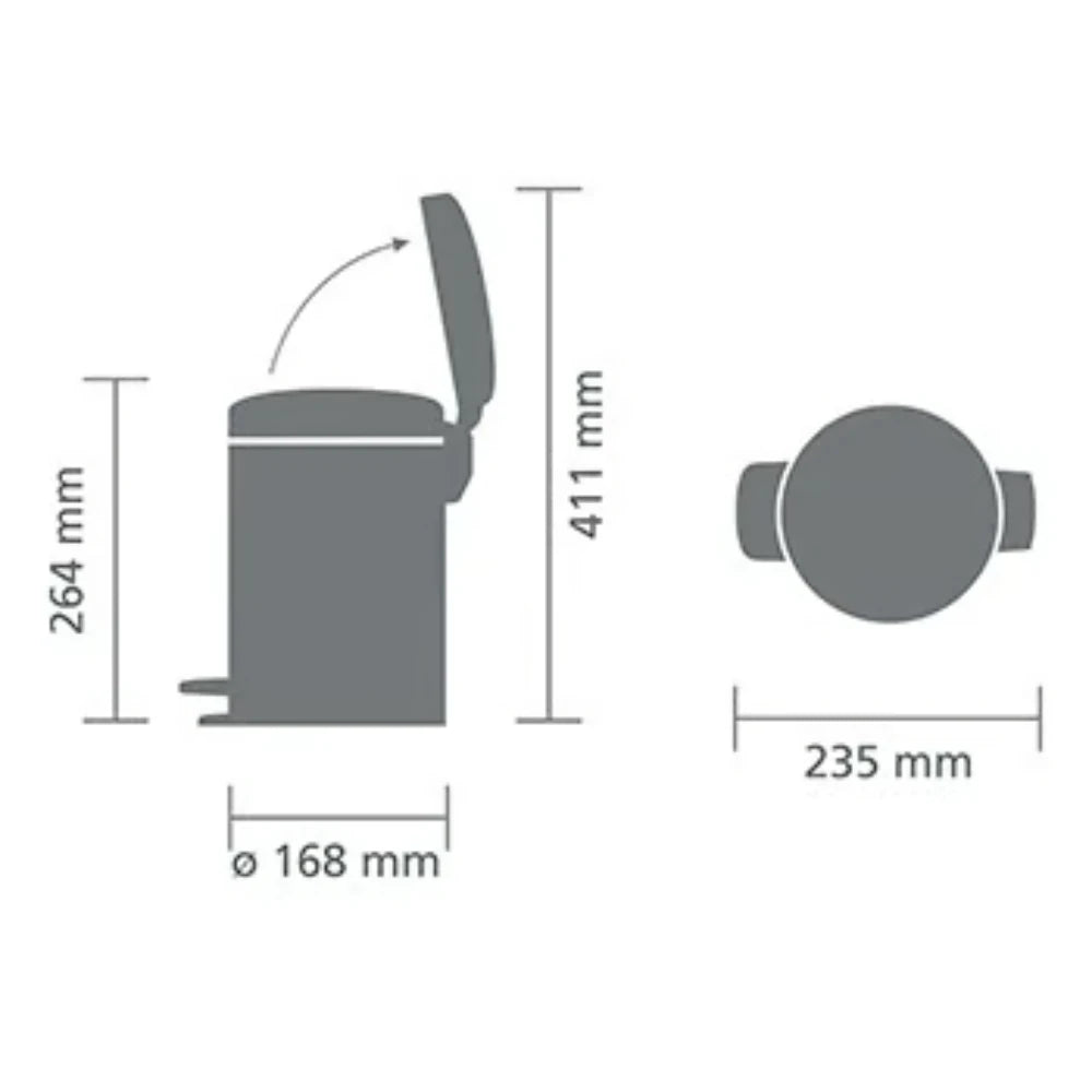 Brabantia 3 Litre New Icon Pedal Bin - Platinum | 113246