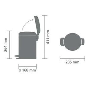 Brabantia 3 Litre New Icon Pedal Bin - Platinum | 113246
