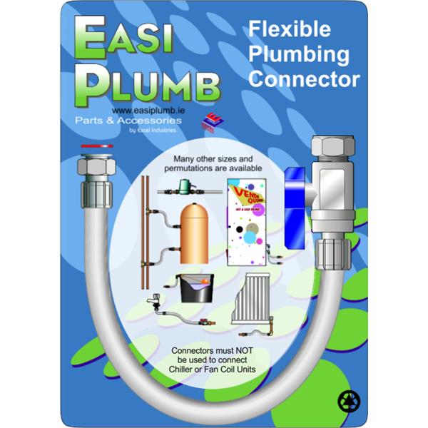 Easi Plumb Type FC59 3/4" 400mm Long Straight Compression Valved x Straight Swivel Flexible Plumbing Connector | EPFC5934C