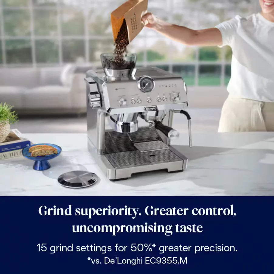 DeLonghi Bean to Cup Coffee Machine With La Specialista Opera Home Cafe Kit - Metal | EC9555.M +Kit