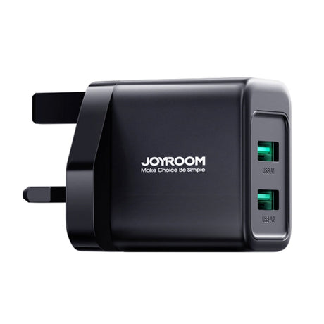 Joyroom 12w Dual Port USB A Charger Plug - Black | HL-TCN01B
