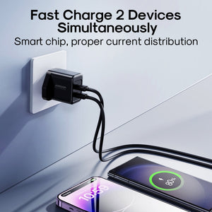 Joyroom 12w Dual Port USB A Charger Plug - Black | HL-TCN01B