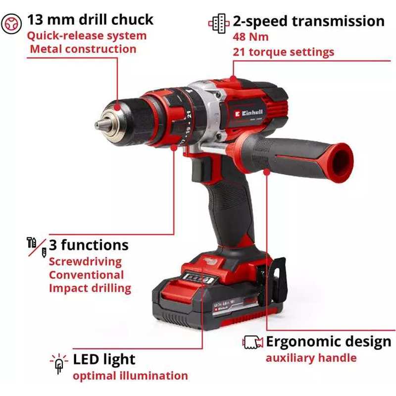Einhell TE-CD 18/48 18V Cordless Hammer Drill | EINTECD1848