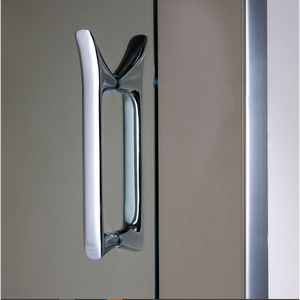 Flair ETO Quadrant Shower Enclosure handle in chrome and matte black finish showing modern design on glass door