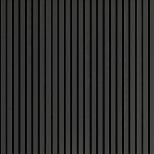 Acoustic wall panel in dark ebony finish with vertical ribbed texture pattern, 600mm x 2400mm dimensions