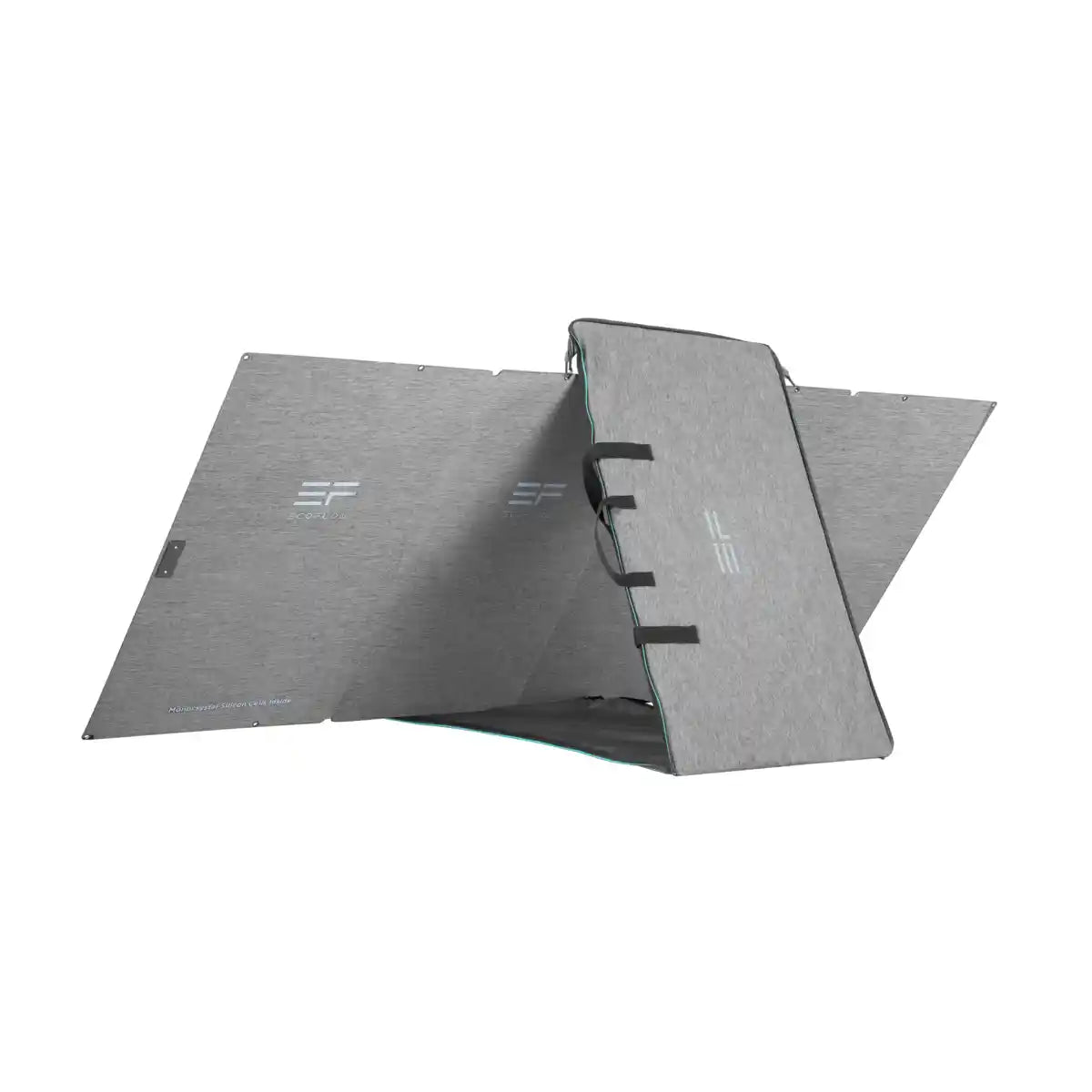 EcoFlow 400W portable solar panel in gray with foldable design showing front and back panels with carrying handles