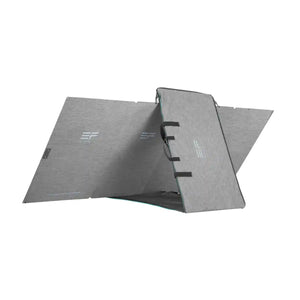 EcoFlow 400W portable solar panel in gray with foldable design showing front and back panels with carrying handles