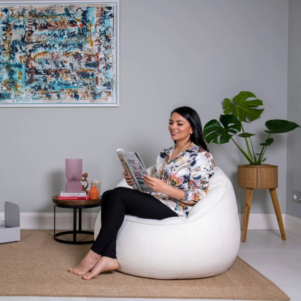 Elephant Boucle Chair Bean Bag - Cream | EBOCRM20