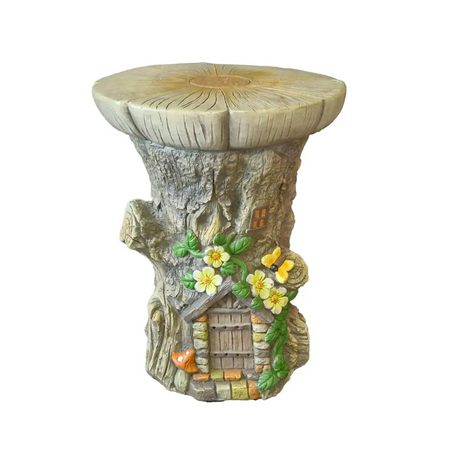 WGP Decorated Garden Stool with Fairy House Ornament | G0434