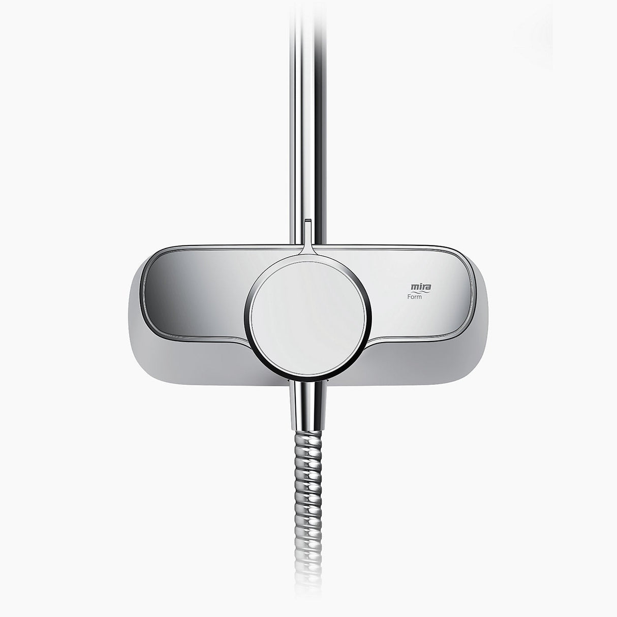 Chrome shower head and handheld shower on a white background